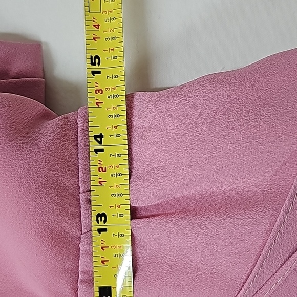 70s 80s Vintage handmade dress. Jester color block pink and rhinestones midi LS - Picture 14 of 15